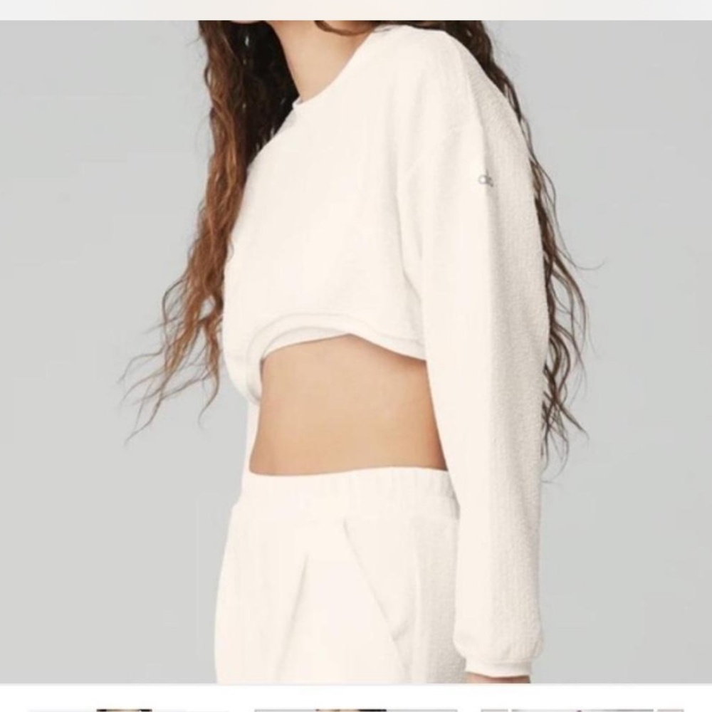 Alo yoga Cropped Tailored Top Ivory Cream XS Excellent condition